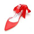 Women's Wedding Shoes Valentines Gifts Lace Up Sandals Strappy Sandals Strappy Heels Party Party Evening Wedding Flats Bridal Shoes Bridesmaid Shoes Bowknot Ribbon Tie Flat Heel Pointed Toe Satin