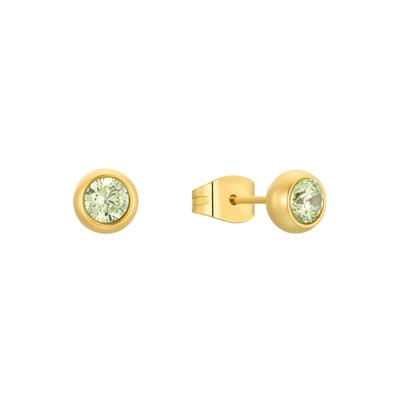 Paar Ohrstecker AMOR "2034450", gold (gelbgoldfarben, grün, grün), Ohrringe, Damen, Edelstahl, mit Zirkonia (synth.) Image
