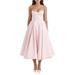 Mademoiselle Bustier Stretch Satin Midi Dress - Pink - House Of Cb Dresses