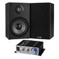 Parts Express 6-1/2 2-Way Bookshelf Speaker Pair and Hi-Fi Mini Amplifier Bundle