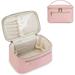 Pink Eco Vegan Leather Makeup Bag - Travel Cosmetic Brush Organizer for Women