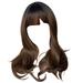 Uytogofe 20 Inch Brown Long Curly Synthetic Wigs for Women Natural Wave Wigs With Bangs Fashionable Layered Human Hair Wig Lace Front Wigs Human Hair Human Hair Lace Front Wigs Wig Cap Glueless Wig