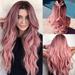 colorful panda Long Pink Wigs for Women Natural Synthetic Hair Ombre Pink Wig