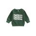 Canrulo Infant Toddler Baby Girl Boy Casual Pullover Long Sleeve Letter Print Ribbed Sweatshirt Tops Green 2-3 Years