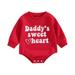 Suealasg Baby Girls Valentineâ€™s Day Romper Infant Long Sleeve Crewneck Heart Letter Pattern Bodysuits Jumpsuits 3M 6M 12M 18M Casual Spring One Piece Clothes for Infant Girls