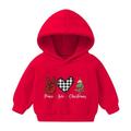 Lovskoo 2-7 Years Baby Clothes Christmas Toddler Baby Boy s Girl s Hoodie Children s Casual Print Fleece Lined Sweatshirt for The Baby Gift Red
