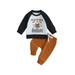 Canis Spooky Halloween Outfit for Toddler Boys - Letter Ghost Print Sweatshirt and Pants
