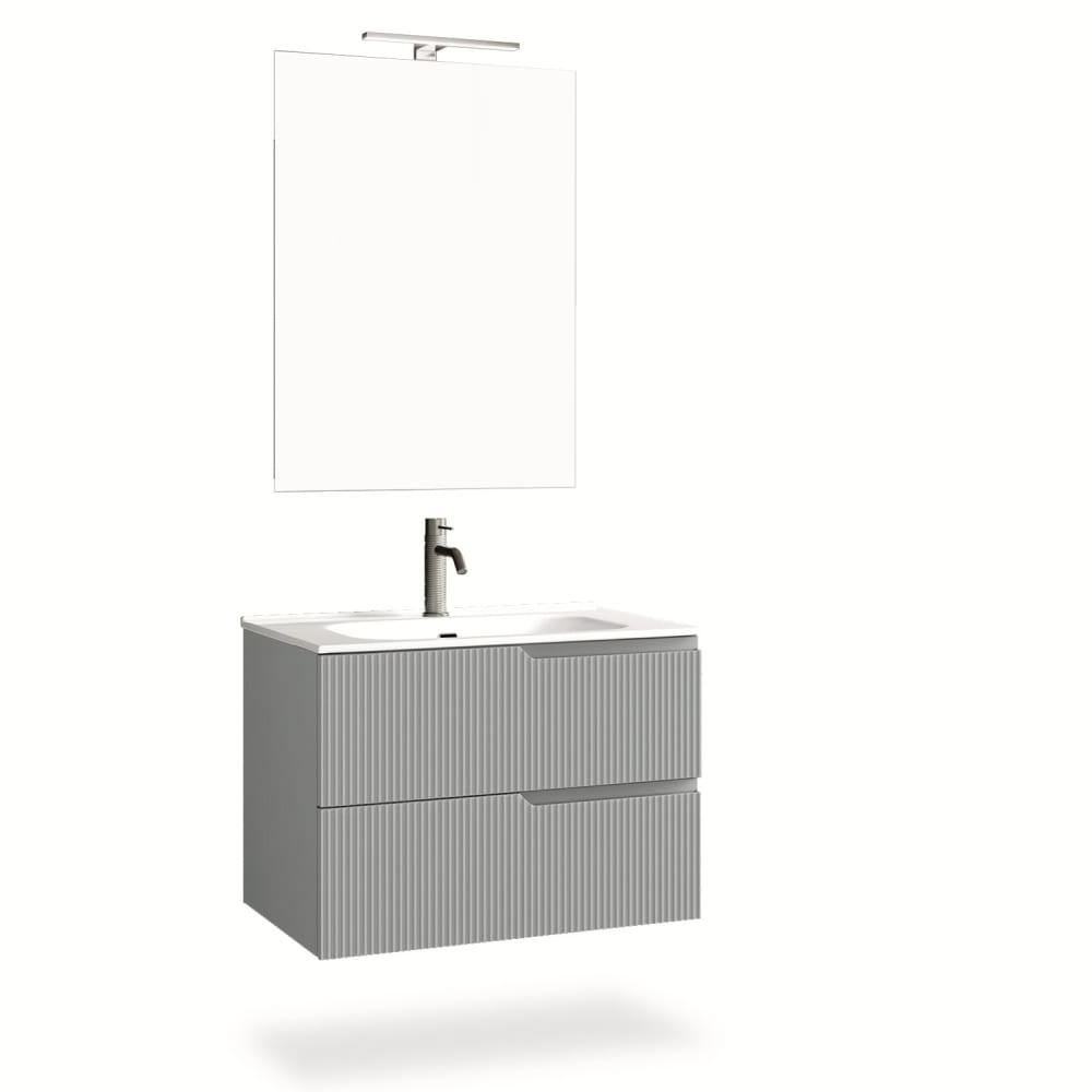 Meuble de salle de bain 4 pièces en MDF gris mat