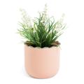 Habitat Artificial White Lavender in Wavy Pink Pot