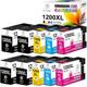 10 Pack 1200XL Pigment Ink Cartridges Compatible for Canon PGI-1200XL PGI 1200 XL High Yield Work