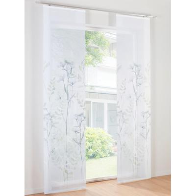 Schiebegardine HEINE HOME Gr. 4, grau (grau, grün), B:57cm H:245cm, Polyester, Gardinen Image