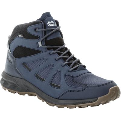 Wanderschuh JACK WOLFSKIN "WOODLAND 2 TEXAPORE MID M", Gr. 45, blau, Textil, Synthetik, sportlich, Schuhe, wasserdicht