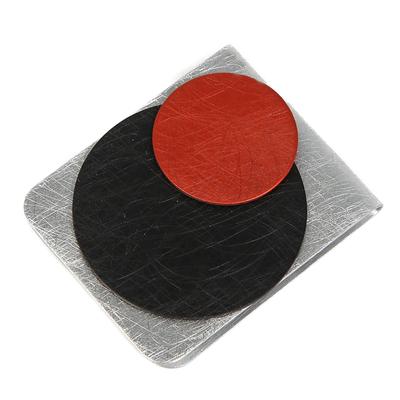 Brosche DEMARIE "Kragenklemme aus Aluminium gebürstet + gewolkt", schwarz, Broschen, Damen, Metall, Brosche