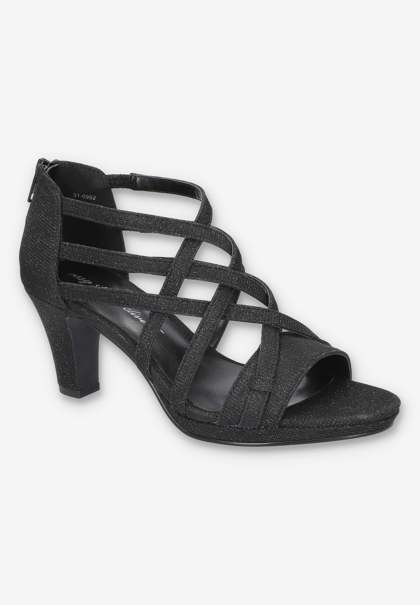 Women's Bee Sandal by Easy Street in Black Glitter (Size 7 1/2 M)