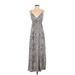 Vero Moda Casual Dress - A-Line Plunge Sleeveless: Gray Dresses - Women's Size Small