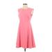 Nine West Casual Dress - A-Line High Neck Sleeveless: Pink Solid Dresses - Women's Size 4
