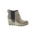 Sorel Ankle Boots: Chelsea Boots Wedge Casual Gray Solid Shoes - Women's Size 7 - Round Toe