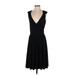 Lands' End Casual Dress - A-Line Plunge Sleeveless: Black Solid Dresses - Women's Size Small