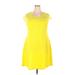 White Mark Cocktail Dress - A-Line Scoop Neck Short sleeves: Yellow Solid Dresses - Women's Size 3X