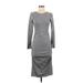 Missufe Casual Dress - Sheath Crew Neck 3/4 sleeves: Gray Print Dresses - Women's Size Small