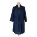 Mlle Gabrielle Casual Dress - Shirtdress Collared 3/4 sleeves: Blue Print Dresses - Women's Size 1X