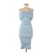 Fashion Nova Casual Dress - Bodycon Open Neckline Sleeveless: Blue Solid Dresses - Women's Size Medium