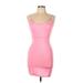 Love Tree Cocktail Dress - Mini Scoop Neck Sleeveless: Pink Solid Dresses - Women's Size Large