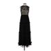 Adrianna Papell Cocktail Dress - Formal High Neck Sleeveless: Black Print Dresses - Women's Size 4