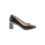 Cole Haan Heels: Pumps Chunky Heel Minimalist Black Print Shoes - Women's Size 7 1/2 - Almond Toe