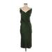 Zara Cocktail Dress - Midi V Neck Sleeveless: Green Print Dresses - Women's Size X-Small