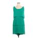 Ann Taylor Casual Dress - Mini Boatneck Sleeveless: Green Print Dresses - Women's Size 14