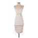 showpo Cocktail Dress - Bodycon V-Neck Sleeveless: Ivory Solid Dresses - Women's Size 0