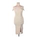 New York & Company Casual Dress - Midi: Ivory Solid Dresses - Women's Size Large