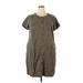 Ann Taylor LOFT Casual Dress - Mini Crew Neck Short sleeves: Gray Print Dresses - Women's Size 18 Plus