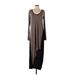 BCBGMAXAZRIA Casual Dress Scoop Neck 3/4 sleeves: Brown Color Block Dresses - Women's Size Small