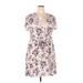 Suzanne Betro Casual Dress - Mini V-Neck Short sleeves: Pink Floral Dresses - New - Women's Size 3X