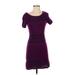 Romeo & Juliet Couture Casual Dress - Bodycon Scoop Neck Short sleeves: Purple Solid Dresses - Women's Size Small