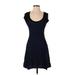 Express Casual Dress - Party Scoop Neck Short sleeves: Black Solid Dresses - Women's Size Small