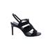 Elie Tahari Heels: Strappy Stilleto Chic Black Print Shoes - Women's Size 39 - Open Toe