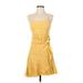 American Eagle Outfitters Cocktail Dress - Mini Square Sleeveless: Yellow Dresses - Women's Size Small