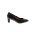 Vionic Heels: Slip On Chunky Heel Work Black Print Shoes - Women's Size 7 - Almond Toe