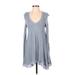 Deletta Casual Dress - A-Line V-Neck Long sleeves: Gray Solid Dresses - Women's Size Small