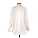 H&M Long Sleeve Button Down Shirt: Ivory Print Tops - Women's Size Large