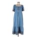 Old Navy Cocktail Dress - A-Line Square Short sleeves: Blue Solid Dresses - Women's Size Medium