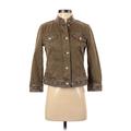 White House Black Market Denim Jacket: Short Brown Print Jackets & Outerwear - Women's Size 4 Petite