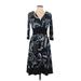 Rabbit Rabbit Rabbit Designs Casual Dress - A-Line V-Neck 3/4 sleeves: Black Dresses - Women's Size 8