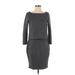 Leota Casual Dress - Sheath: Gray Grid Dresses - Women's Size Small