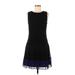 Ann Taylor LOFT Cocktail Dress - DropWaist Crew Neck Sleeveless: Black Solid Dresses - Women's Size 8