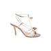 Christian Dior Heels: Gold Print Shoes - Women's Size 38.5 - Open Toe