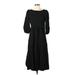 The Odells Casual Dress - Midi Crew Neck 3/4 sleeves: Black Print Dresses - Women's Size Small